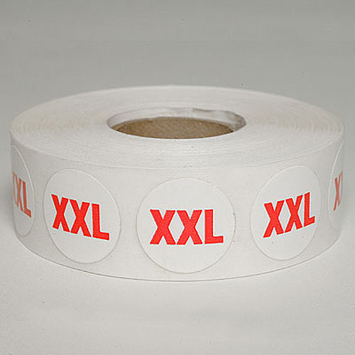 "XXL" Size Label- 3/4"- Red Print- 1,000/Roll